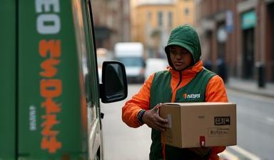SwiftBite courier handling parcels